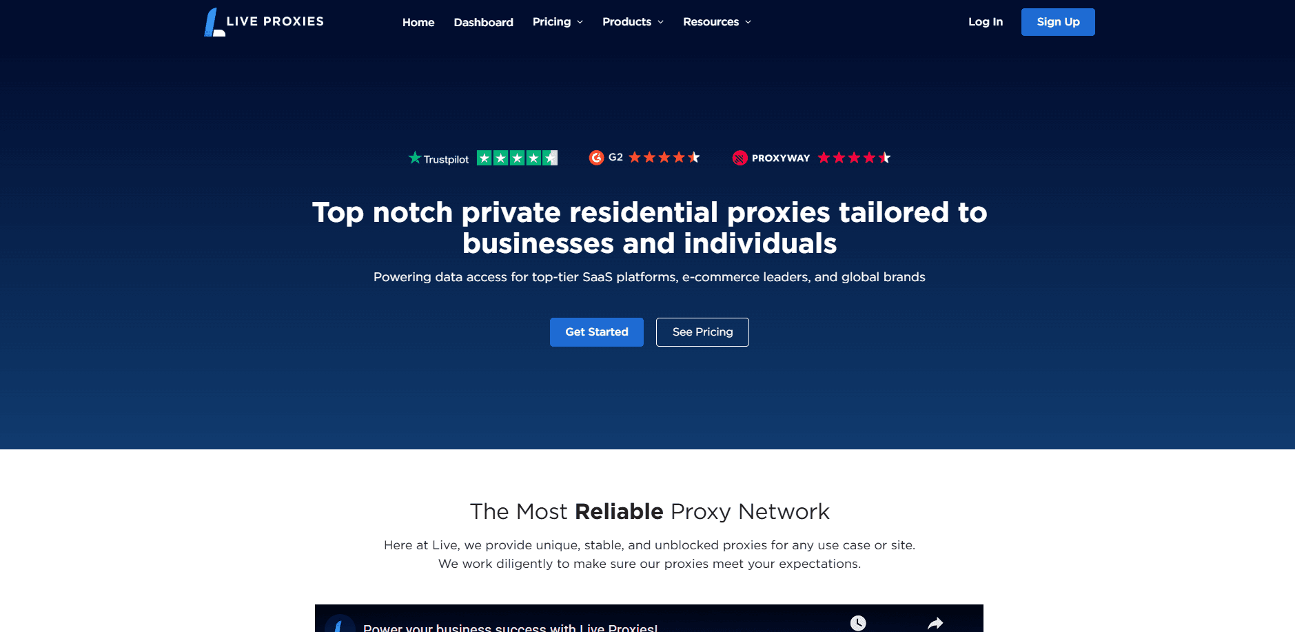Live Proxies homepage
