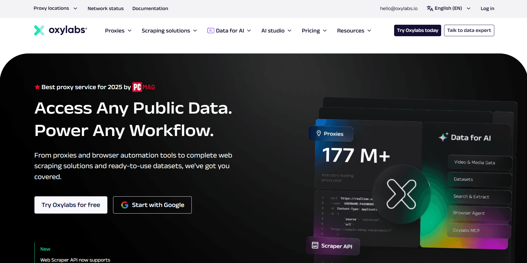 Oxylabs homepage
